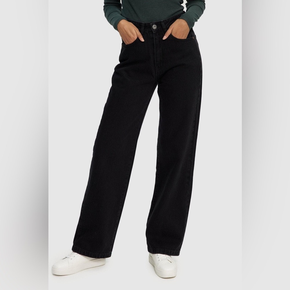 Kuwalla Black Denim Jeans with Leather Logo Patch